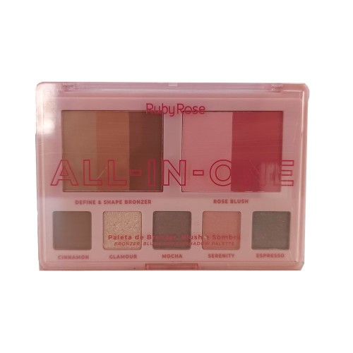 PALETA DE BRONZER BLUSH E SOMBRA ALL IN ONE HBM1002 RUBY ROSE